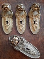 Wonderful Art Nouveau copper keyhole hammer with handle, drawer pull, lock, handle 4 pieces in one