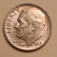 1963. USA ezüst Roosevelt 1 dime F/