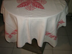Wonderful antique embroidered woven tablecloth