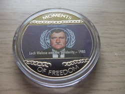 10 Dollar Lech Walesa 1980 non-ferrous metal commemorative medal in sealed capsule 2004 Liberia
