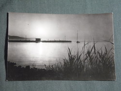 Postcard, Balaton beach, pier, harbor, sunset view