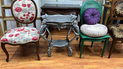 Faun fejes barokk kínálóasztal levehető tálcával- Iris Apfel emlékének ajánlva