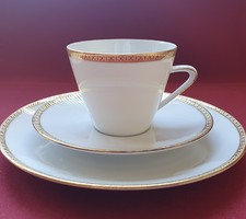 Seltmann weiden bavaria german porcelain breakfast set coffee tea cup saucer small plate gold