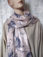 Scarf with a blue tulip pattern on a tired pink background
