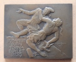 Bp. Buda gymnastics association 1869. 62X50mm. Medal, plaque. (There is a post office) !