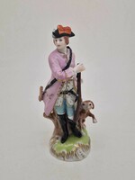 German Dresden porcelain hunter figure 16cm damaged