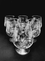 Polished crystal large cognac glasses, set, 6 pieces in one