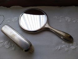 Silver-Plated Argentor Pattern Alpacca Mirror + Brush