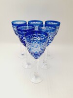 Polished blue glass short drinking glass set, 6 pieces in one