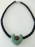 Necklaces with jasper pendants on black silk cord, 50 cm long