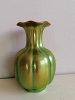 Zsolnay eozin, fluted vase 16 cm high!