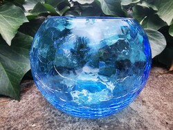 Blue veil glass spherical vase