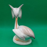 Rare collector's crested crane bird aquincum porcelain figure