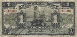 1 boliviano 1911 Bolívia Ritka