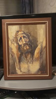 Papp Gábor "Krisztus portré" 40x30 cm olajfestmény vászonra