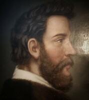 1 Ft-os aukció! RITKASÁG! Szent Istvány Titus 1822-1888 szlovák festő ! Szakállas férfi portréja!
