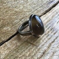 Old silver ring with smoky quartz stone