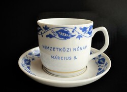 Hollóházi display case coffee cup with mocha bottom International Women's Day March 8. Csepel works