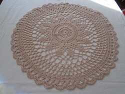 60 cm diam. Tablecloth crocheted from thick cotton thread.