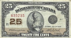 25 cent 1923 Kanada Ritka
