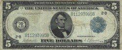 5 Dollars 1914 usa rare 1. Large
