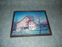 Retro wall picture in a wooden picture frame 21*26 cm (a7)