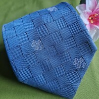 Wedding nyk65 - blue checkered - silk tie