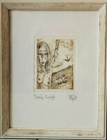 Vetlényi zsolt: sun-warmed peaches - original etching, in frame