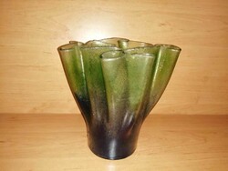 Two-tone fluted glass vase - 22 cm (w)