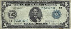 5 Dollars 1914 usa rare 2. Large