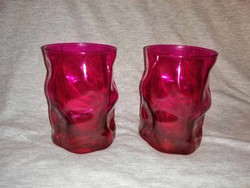 Pair of purple glass glasses 11 cm (a7)