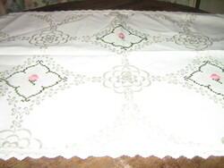 Beautiful embroidered damask tablecloth