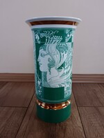 A rare green Saxon endre porcelain vase from Hólloháza