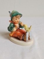 Hummel goebel singing lesson 'singing lesson' #63 collectible porcelain figurine boy with flute and yellow bird