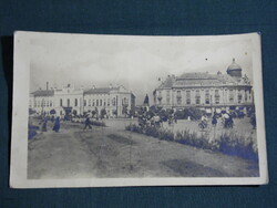 Postcard, mako, Main Square, Lenin Square skyline detail, with people, 1950-60