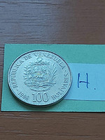 Venezuela 100 bolivar 1998 steel with nickel plating, simón josé antonio bolivar, #h