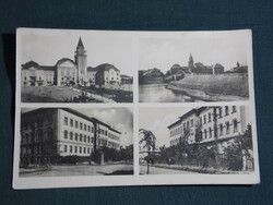 Postcard, field tour, mosaic details, town hall, school, 1951