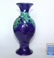Morvay Zsuzsa turquoise and blue openwork patterned lacy vase