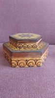 Burnt wooden decorative boxes 2 identical decorations in one