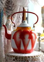Huge size, cheerful color, enamel jug, Mediterranean, country style