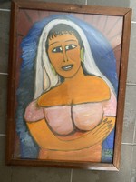 Oláh jolán, young girl, 1985 painting