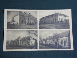 Képeslap, Szabadszállás ,mozaik részletek,laktanya,tanácsháza,bolt,kocsma ,1951