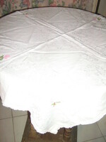 Beautiful rosy embroidered damask tablecloth
