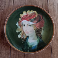 Régi Hollóházi Szász Endre porcelán falidísz