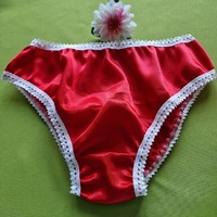 Fen017 - traditional style satin panties 2xl/52 - red/white