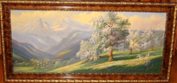 Leopold kudernatsch: Austrian Alps monumental antique oil painting