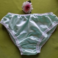 Fen020 - traditional style satin panties xl/48 - mint/white