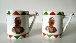 Antique, 2 pcs., Mz altrohlau i. World War II. Wilhelm porcelain mug, commemorative mug 1914-15