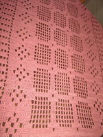 Beautiful antique pink handmade crochet lace tablecloth