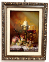 József Fürst signed, framed oil still life in ornate frame